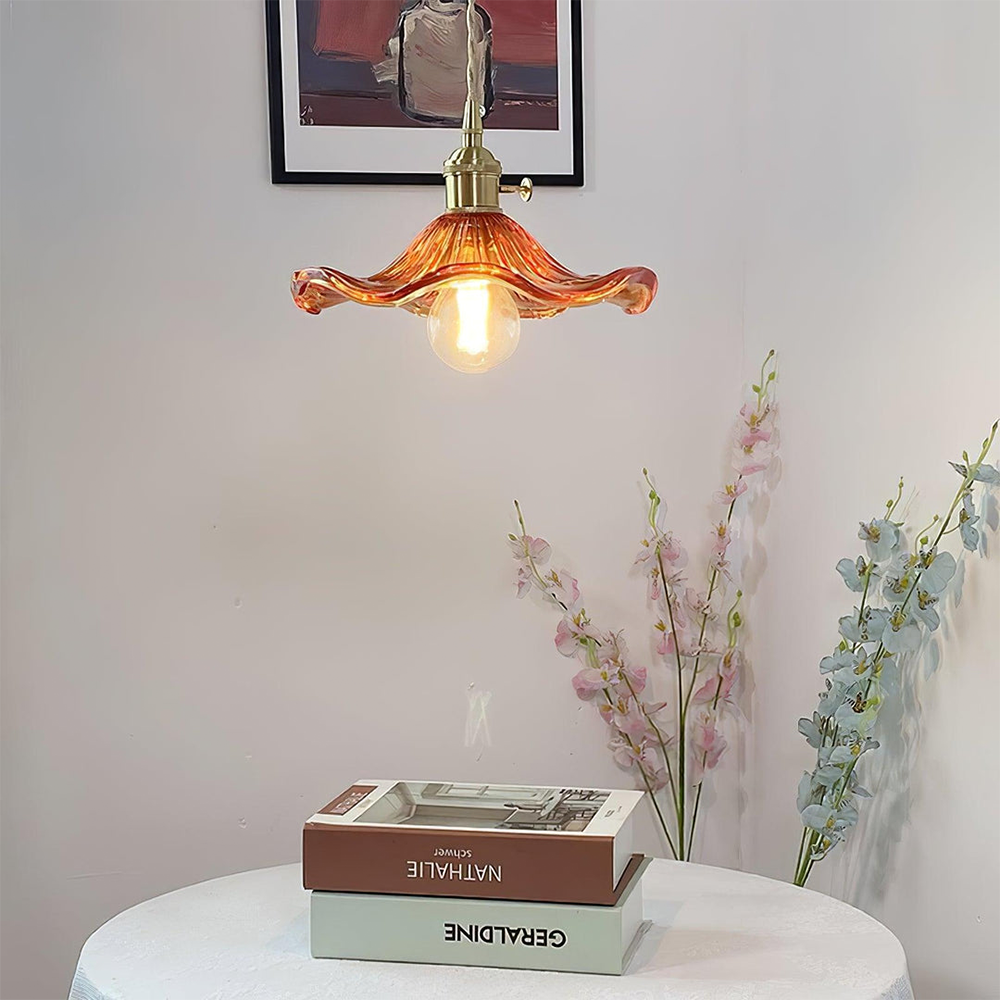 Glass Petal Pendant Light with Brass Fittings - view 3