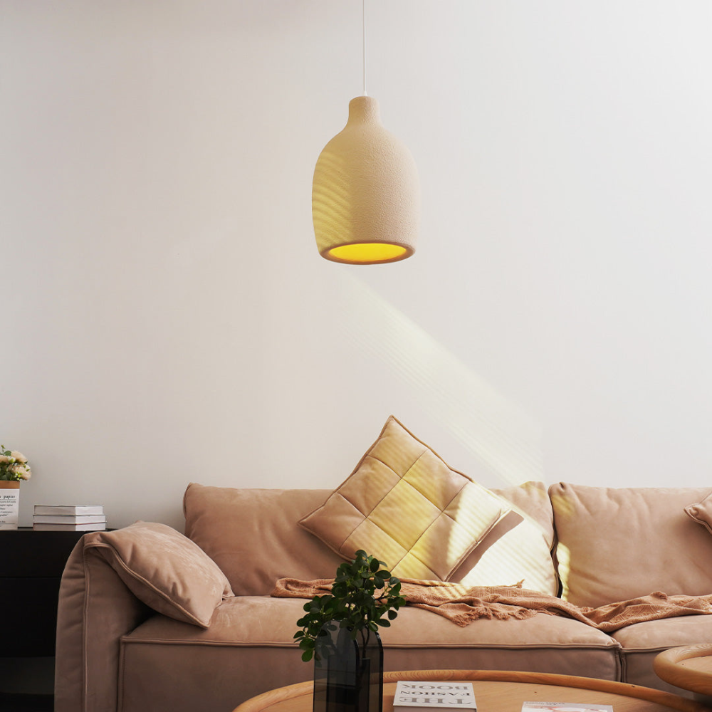 Textured Stone-Effect Pendant Light, Japandi Design - view 15