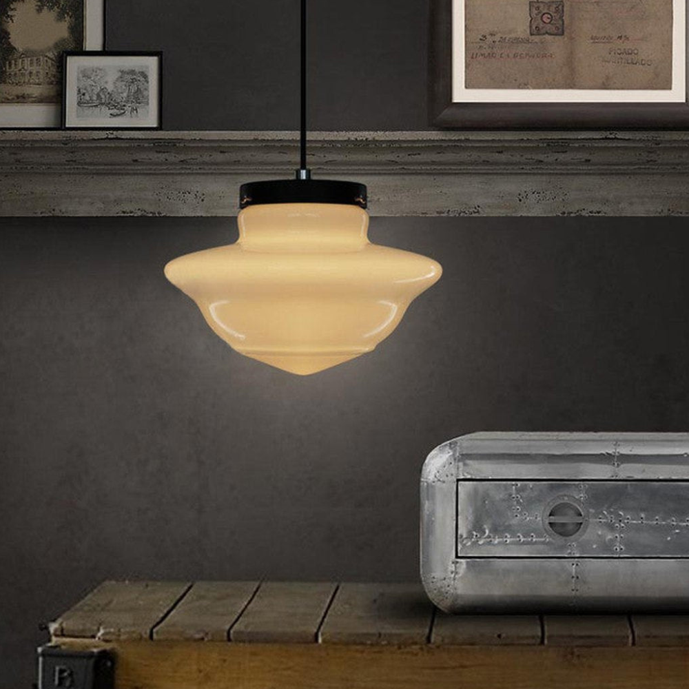 Frosted Glass Pendant Light, Matte White Geometric Designs - view 5
