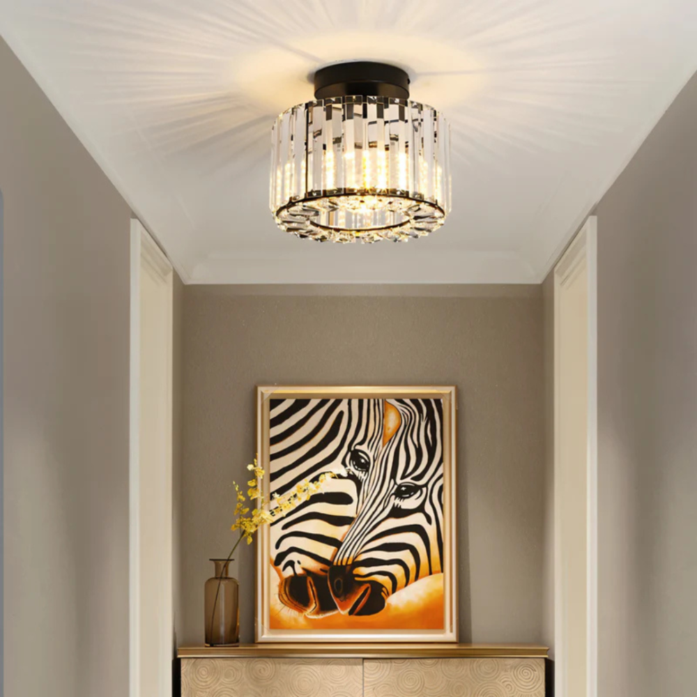 Crystal Prism Flush Ceiling Light with Cylindrical Frame - view 4