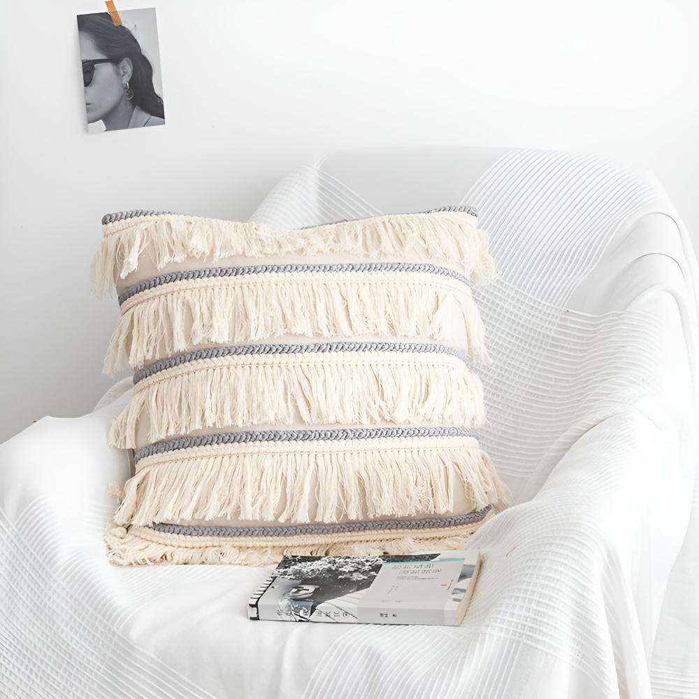 Fringed Linen Cushion Cover – image 4