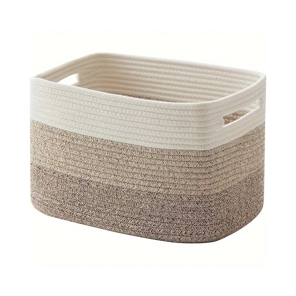 Rectangular Cotton Rope Storage Basket with Handles – image 5