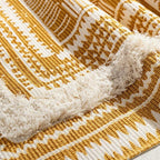 Yellow Geometric Fringed Rug – image 7