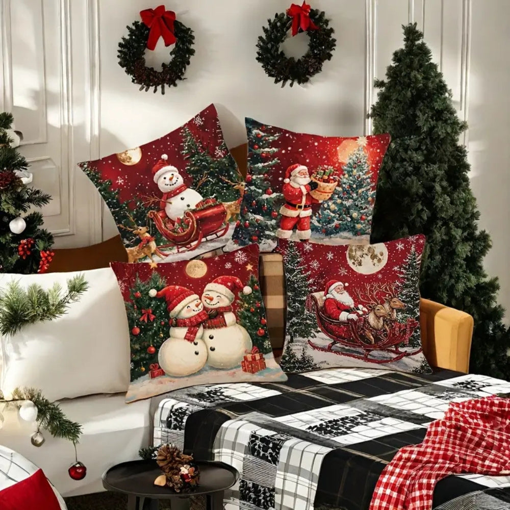 Santa and Snowman Christmas Cushion Cover – image 6