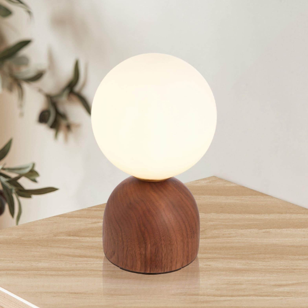 Glass Globe Table Lamp with Wood Base, UK Plug - view 13