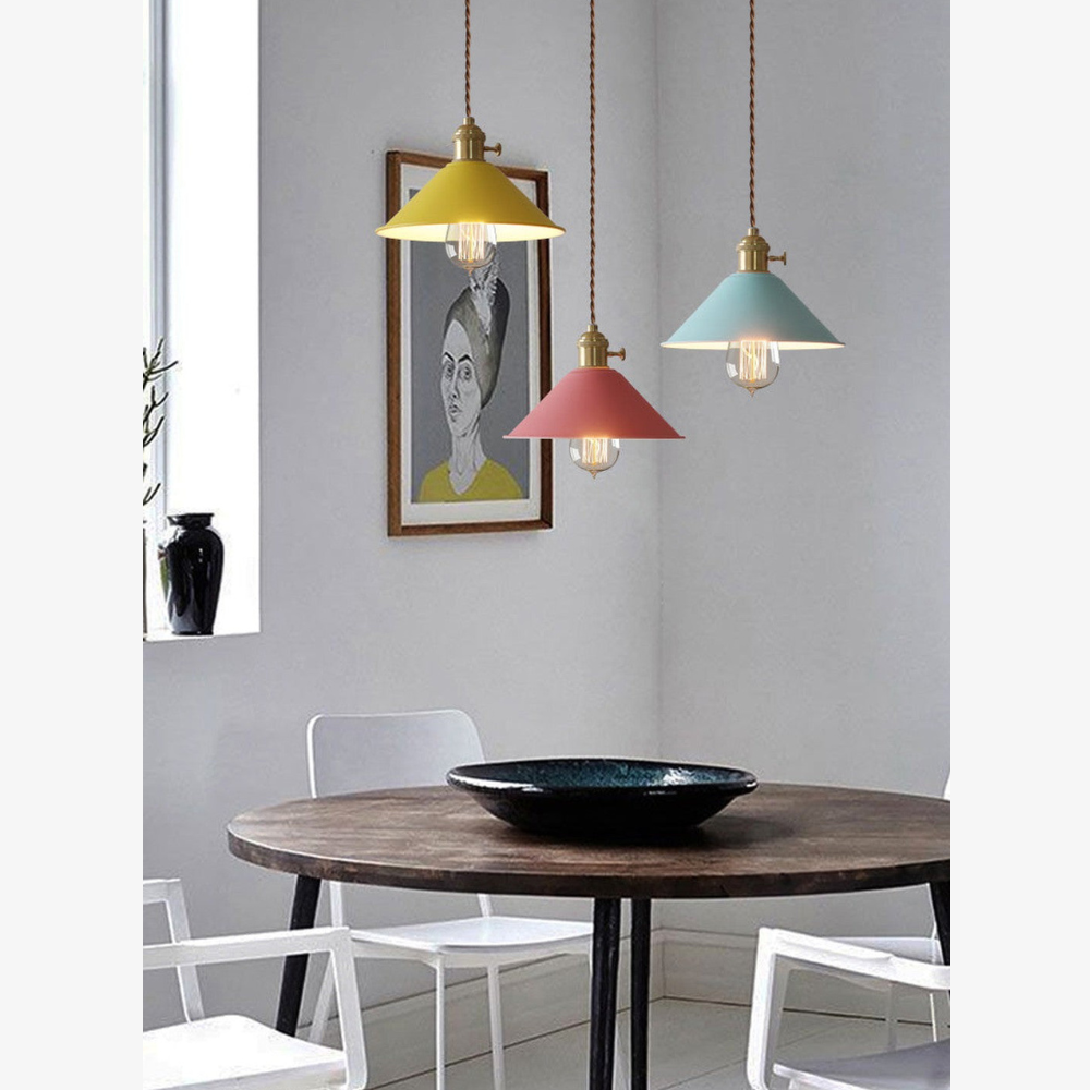 Matte Cone Pendant Light with Brass Fitting - view 5
