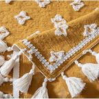 Yellow Embroidered Tassel Tablecloth – image 7