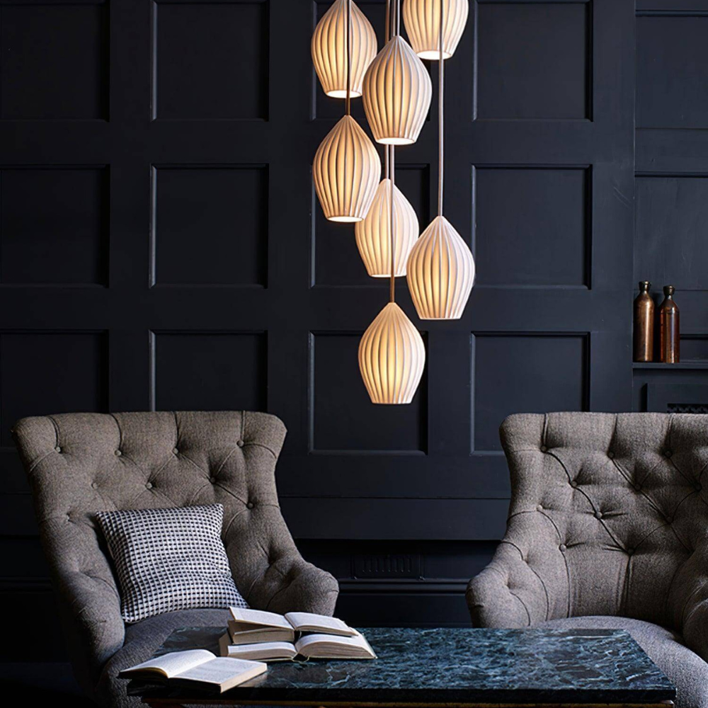 Ribbed Ceramic Teardrop Pendant Light - view 19