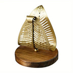 Gold Leaf Napkin Holder with Wooden Base – image 1