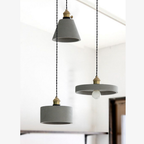 Geometric Concrete Pendant Light with Brass Detail - view 5