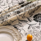 Black Floral Cotton Blend Tassel Tablecloth – image 5