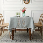 Floral Embroidered Polyester Tassel Tablecloth – image 2