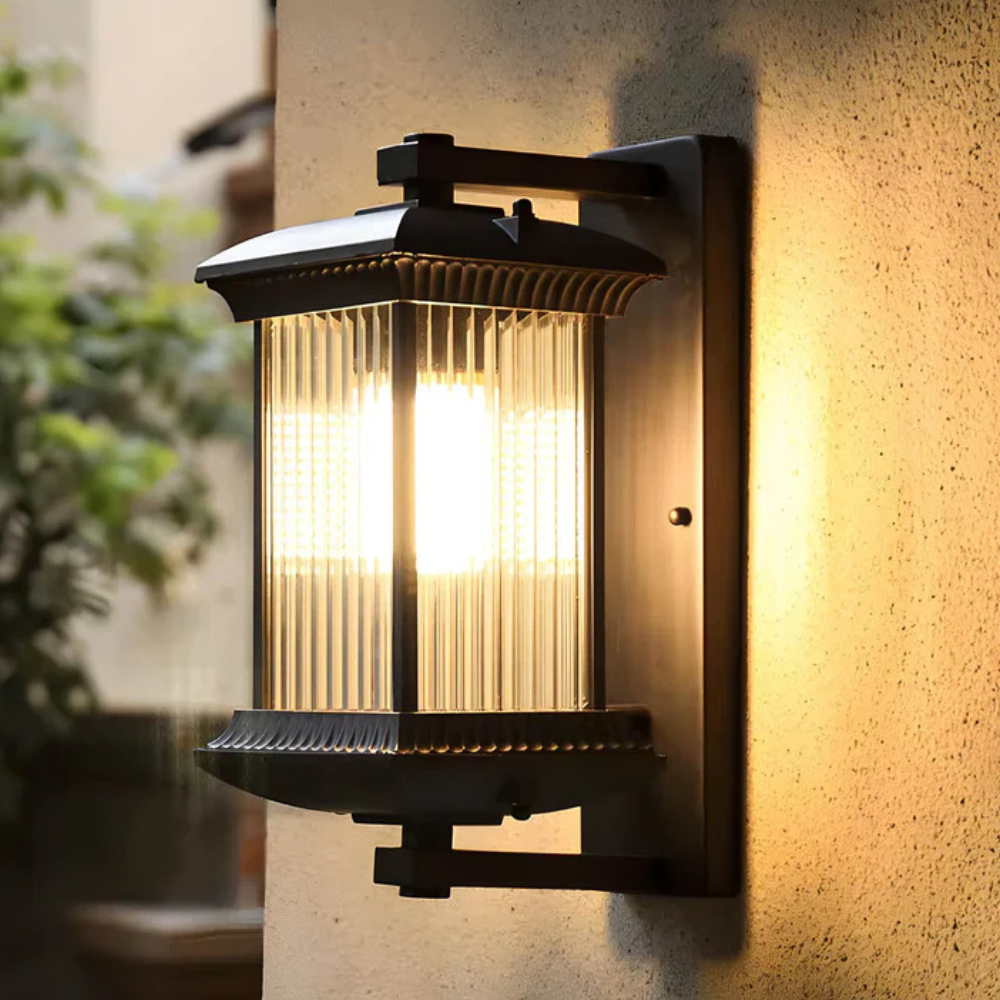 Tiered Glass Outdoor Wall Light, Warm White LED Porch Lamp - view 4