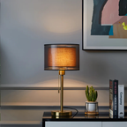 Double Fabric Shade Table Lamp with Metal Base, UK Plug - view 4