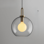 Glass Globe or Capsule Pendant Light with Brass Arch - view 24