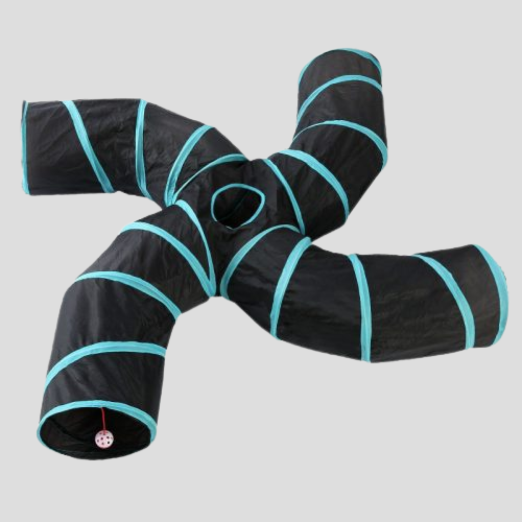 Collapsible Cat Play Tunnel with Hanging Toy, 3 or 4 Exits — product view 2
