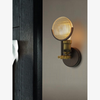 Ribbed Fresnel Glass Wall Sconce with Brass Finish - view 2