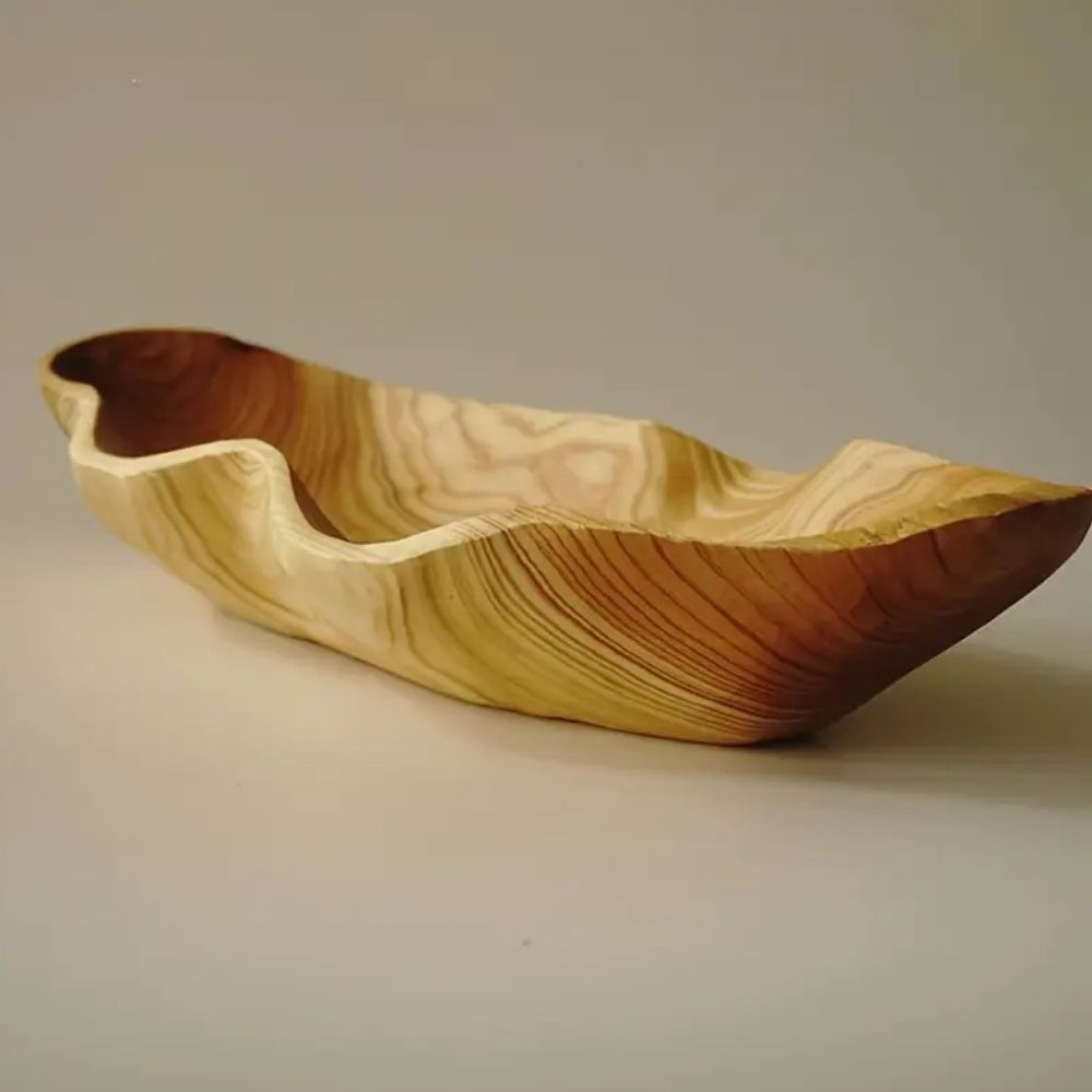 Carved Arc Wooden Decorative Tray – image 1