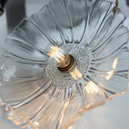 Ribbed Glass Flower Pendant Light with Copper Fittings - view 12