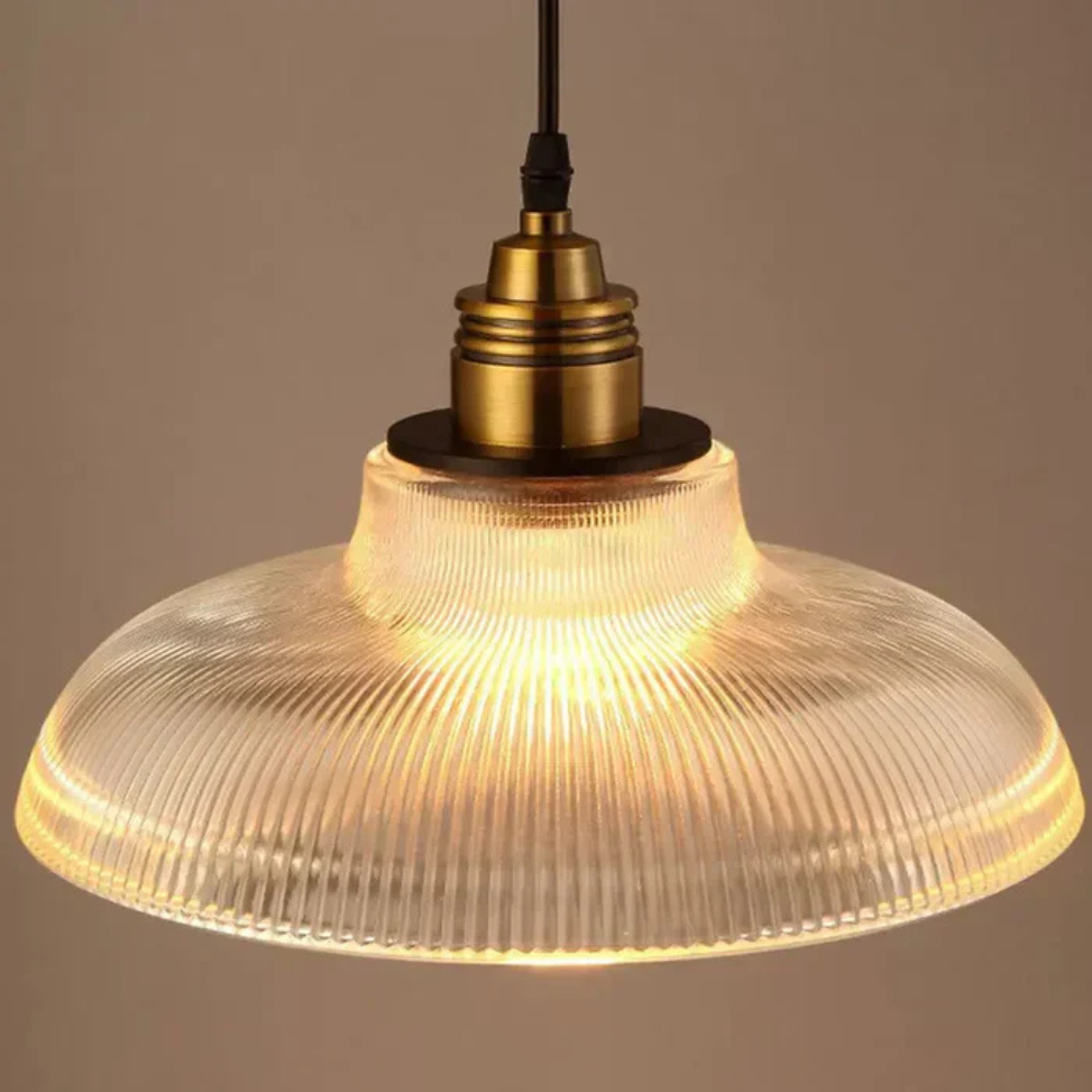 Ribbed Glass Pendant Light, Modern Farmhouse Style - view 4