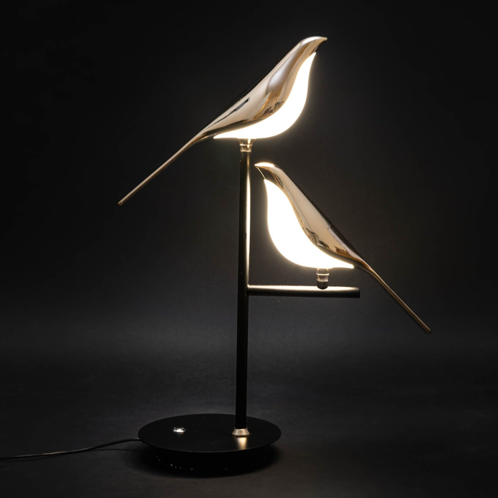 LED Bird Table Lamp with Gold-Tone Frame, UK Plug - view 5