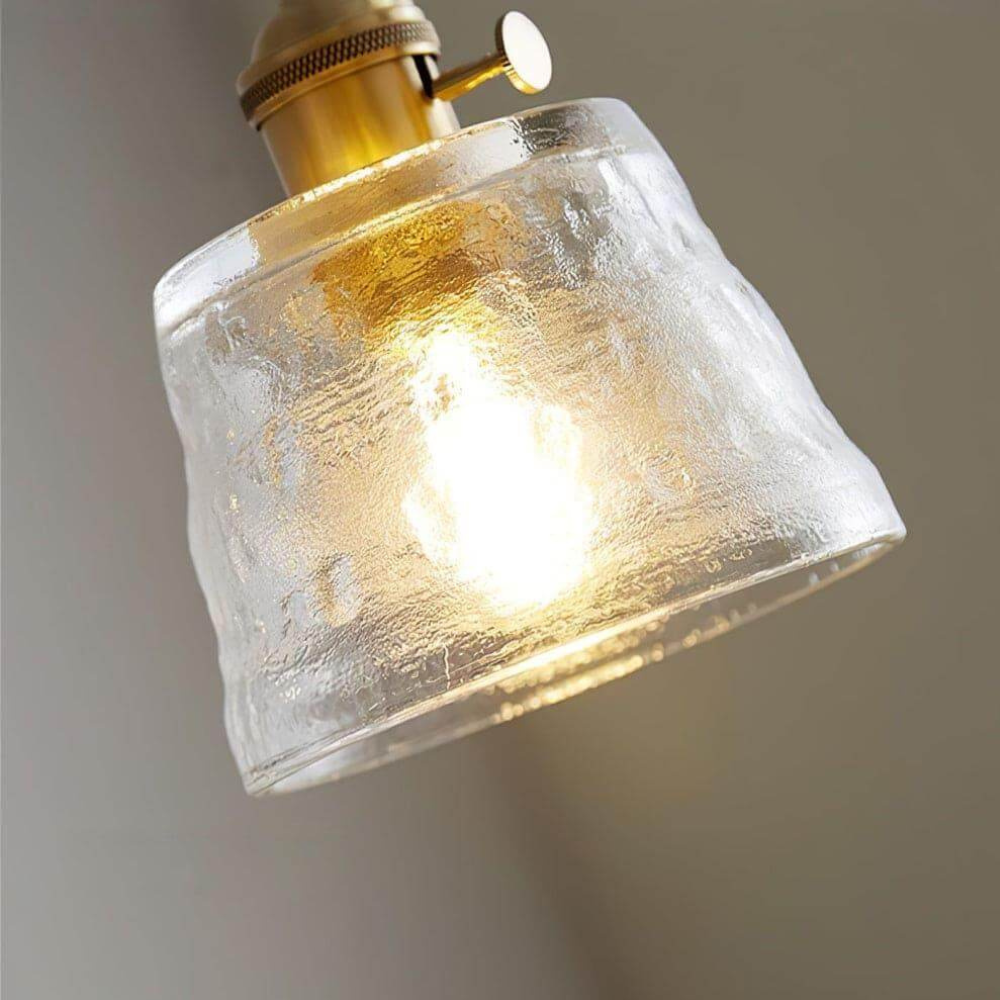 Hammered Glass Pendant Light with Brass Hardware - view 15