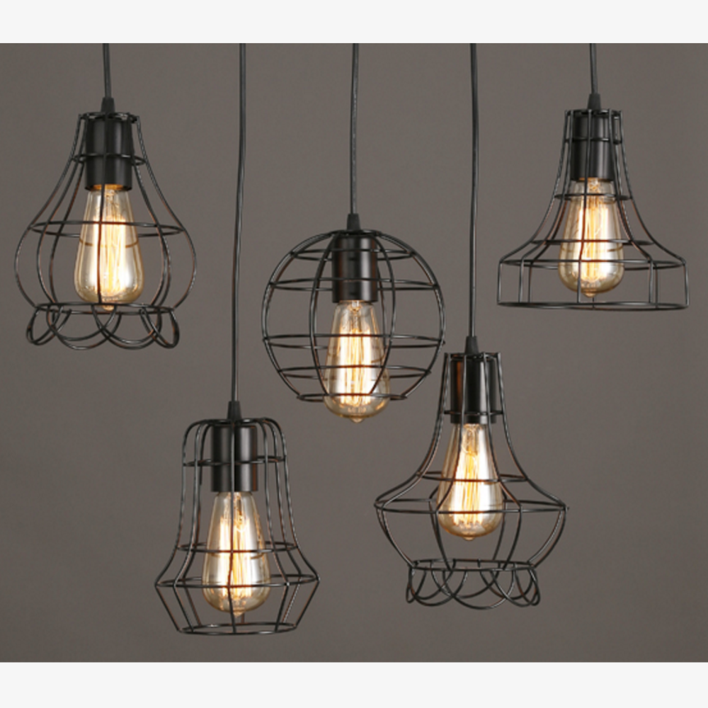 Geometric Wire Cage Pendant Light, Industrial Metal Design - view 4