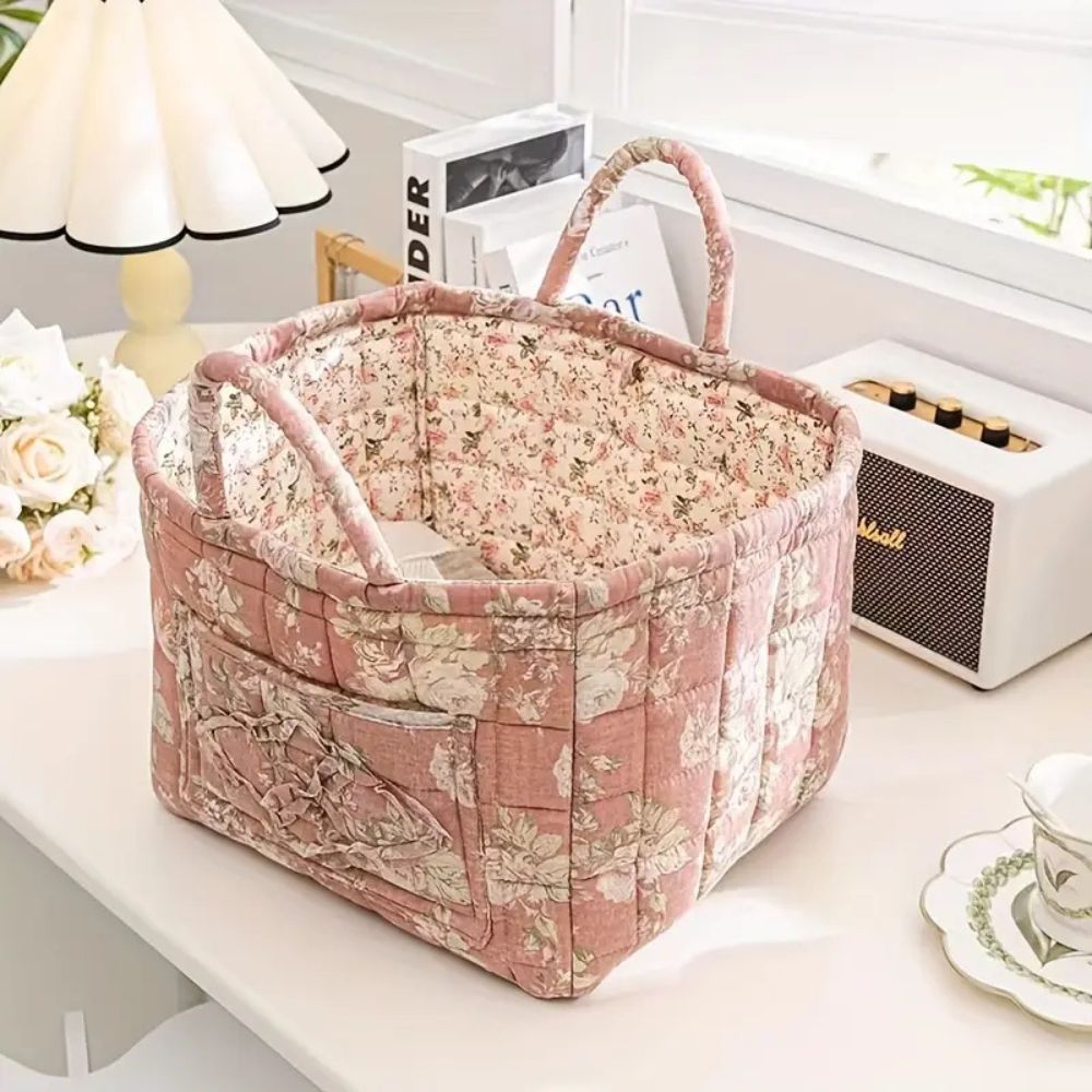 Floral Canvas Storage Basket — Willow