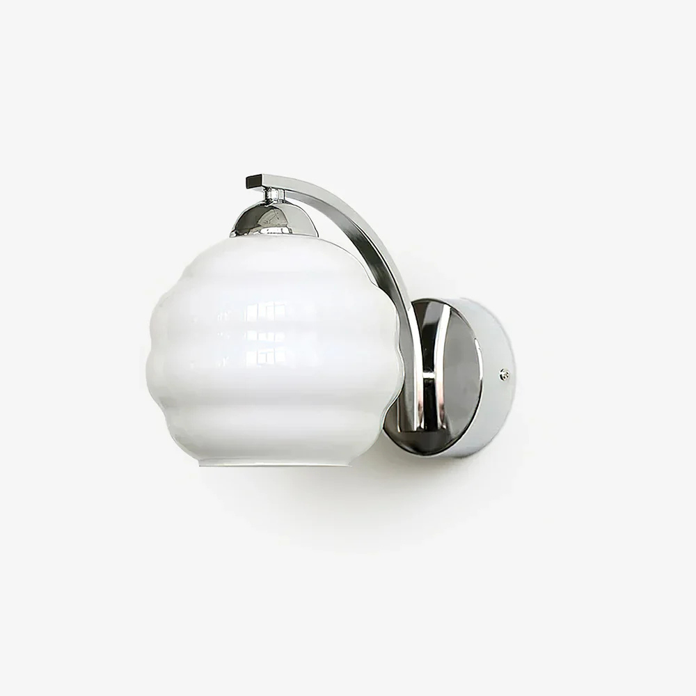 Ribbed Glass Globe Wall Sconce with Gold-Tone Fittings - view 24