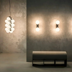 Double Globe Wall Sconce with Curved Metal Arm - view 20
