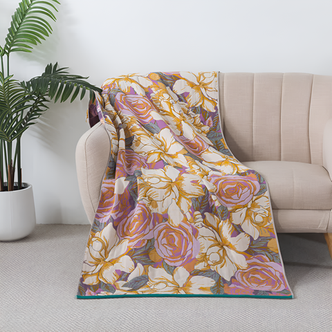 Rose Pattern Cotton Gauze Bath Towel – image 5