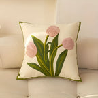 Embroidered Tulip Cotton Cushion Cover – image 3