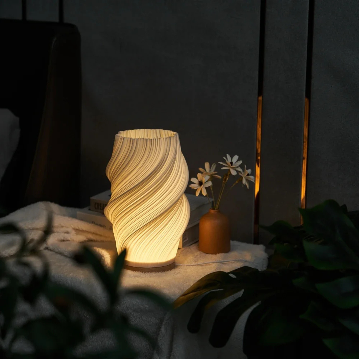 Textured Vase-Shaped LED Bedside Lamp with USB Cord - view 5