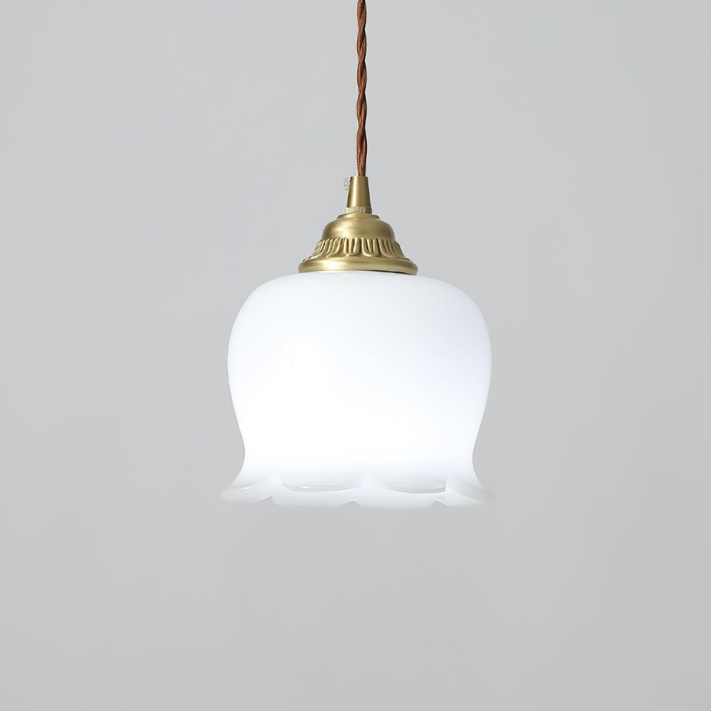 Floral Resin Pendant Light with Brass Hardware - view 14
