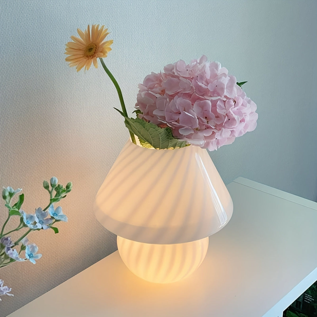 Swirled Glass Mushroom Lamp, USB-Powered Dimmable Table Light - product view 8