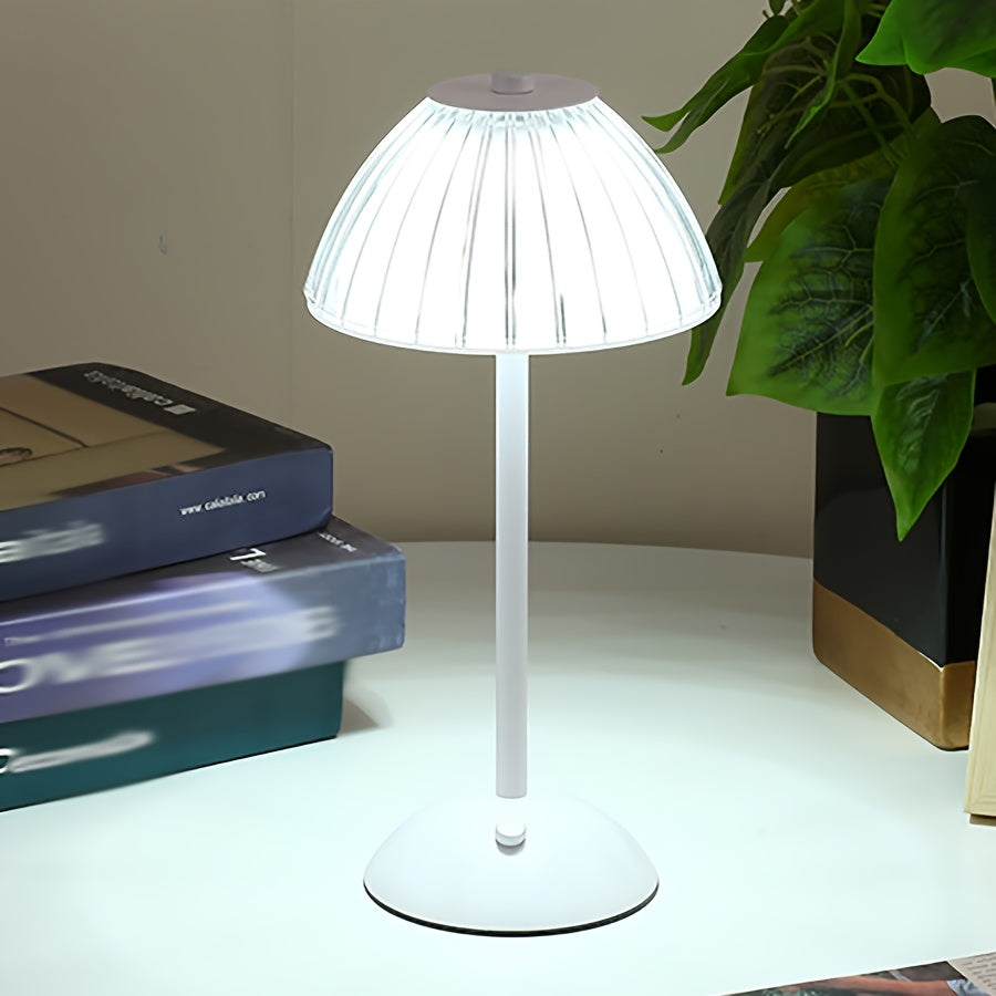 Ribbed Acrylic Table Lamp, Rechargeable 3-Colour Touch LED Light - product view 6