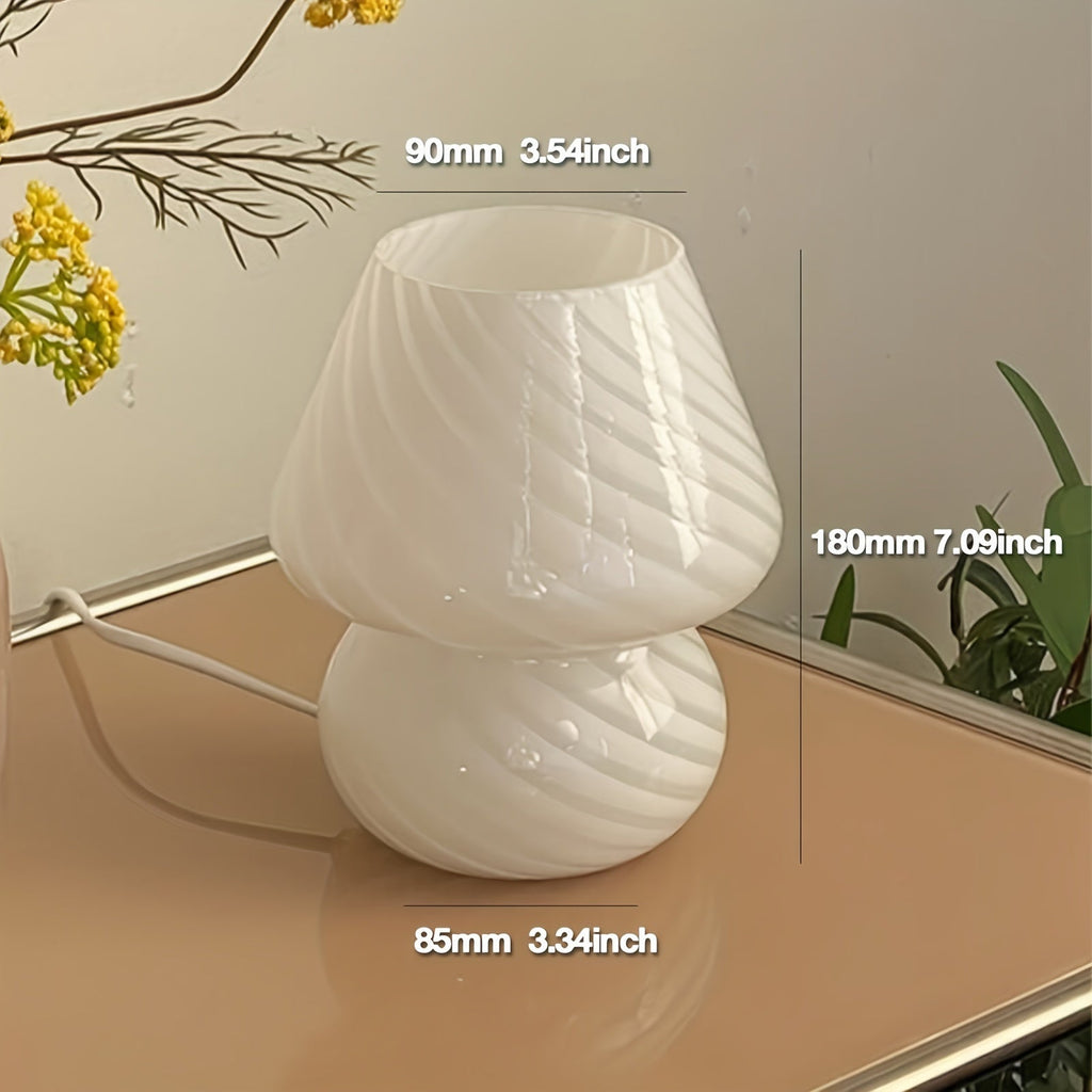 Swirled Glass Mushroom Lamp, USB-Powered Dimmable Table Light - product view 3