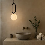 Natural Alabaster Pendant Light with Brass Detail - view 5