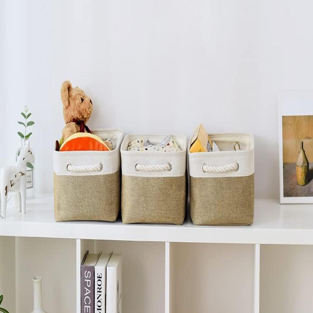 Foldable Cotton-Linen Storage Basket with Rope Handles – image 3