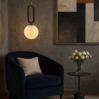 Natural Alabaster Pendant Light with Brass Detail - view 2