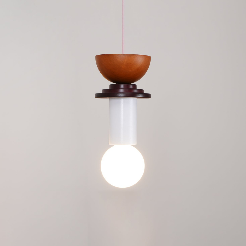 Geometric Wood Pendant Light, Sculptural Nordic Design - view 45