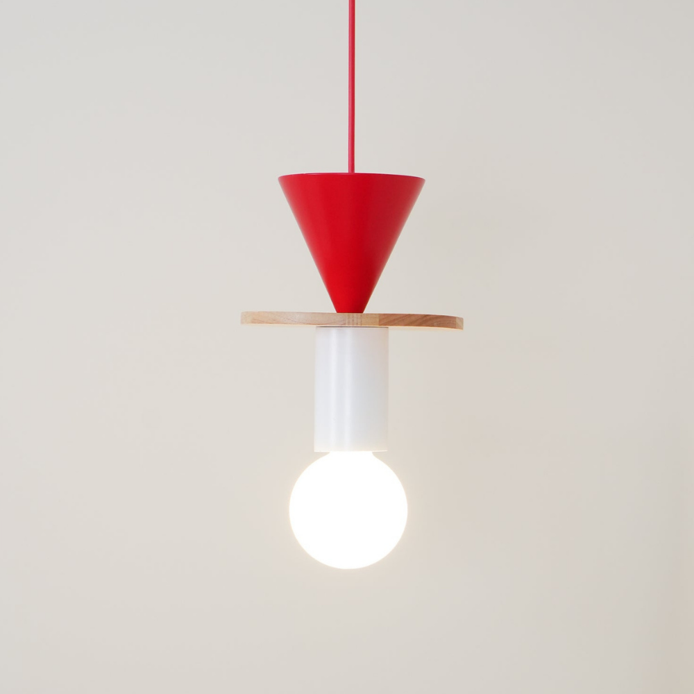 Geometric Wood Pendant Light, Sculptural Nordic Design - view 28