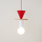 Geometric Wood Pendant Light, Sculptural Nordic Design - view 28