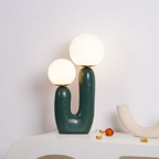 U-Shaped Resin Table Lamp with Twin Glass Globes, UK Plug - view 15