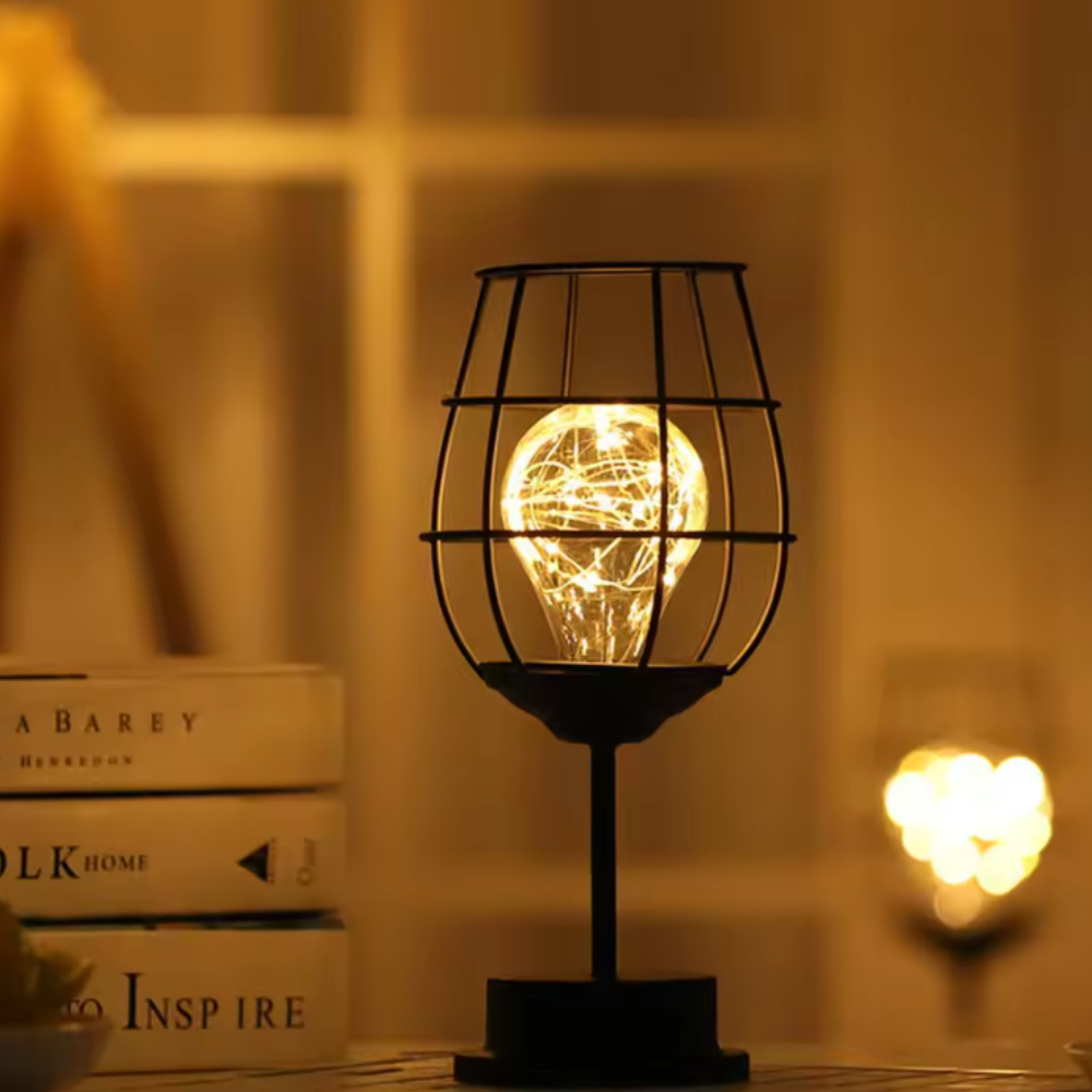 Bottle-Shaped Metal Table Lamp with Warm String Lights - view 5