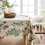Pine and Bird Cotton Linen Fringe Tablecloth – image 5