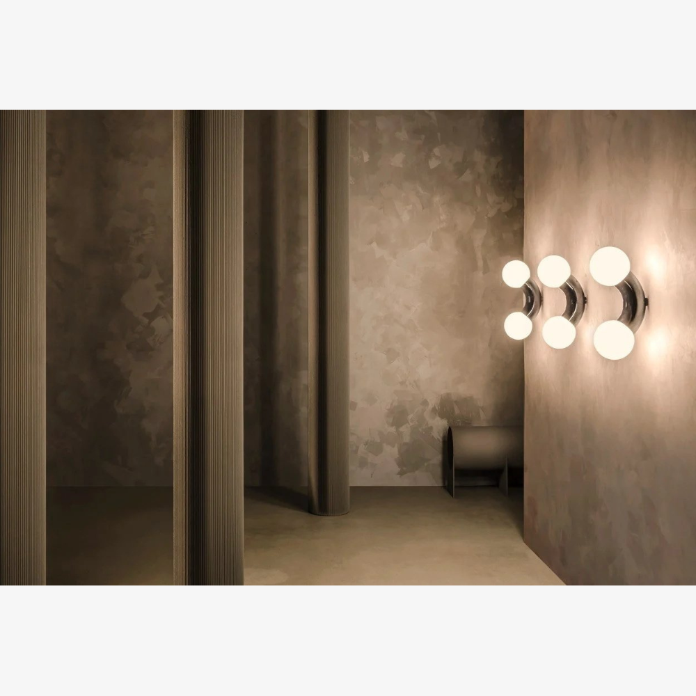 Double Globe Wall Sconce with Curved Metal Arm - view 19