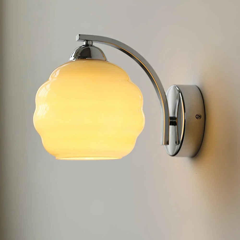 Ribbed Glass Globe Wall Sconce with Gold-Tone Fittings - view 23