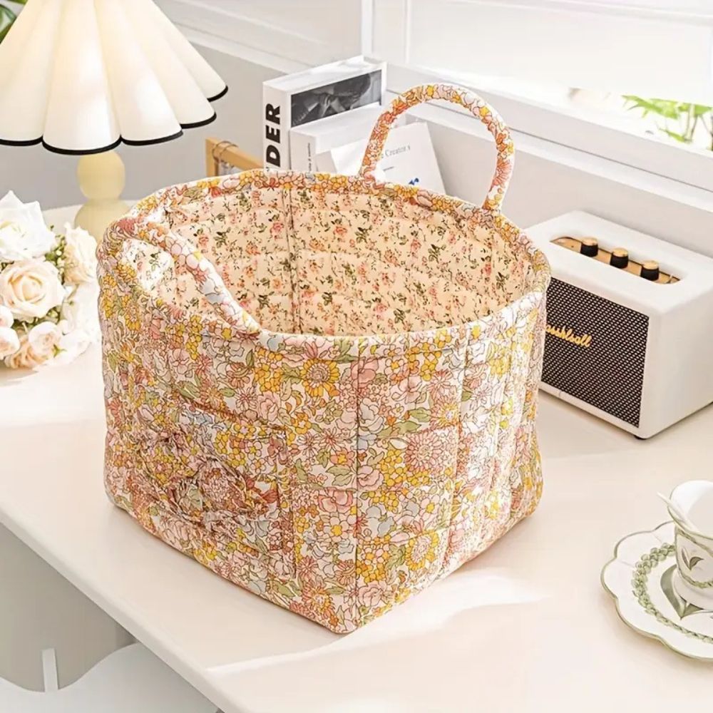 Floral Canvas Storage Basket — Petal