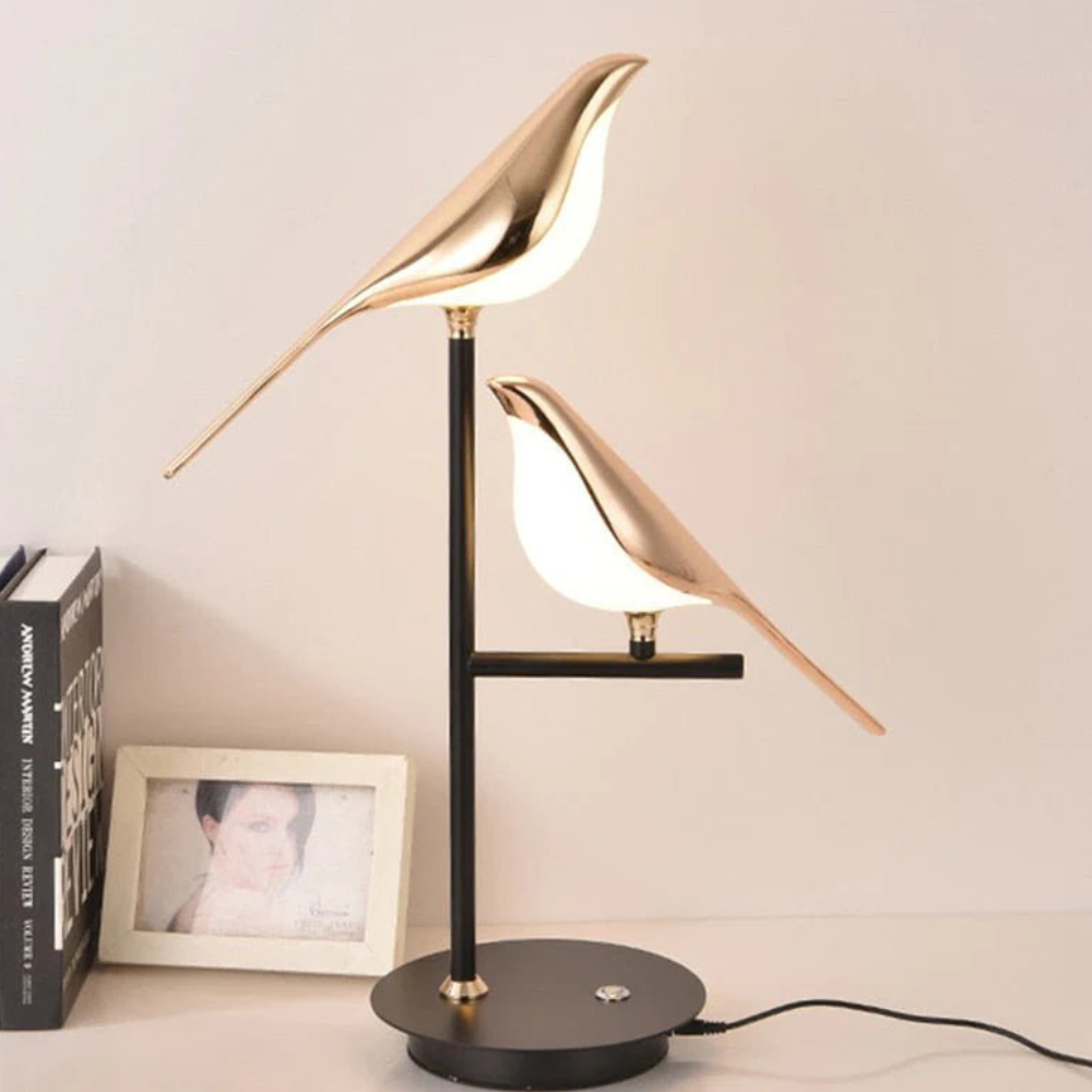 LED Bird Table Lamp with Gold-Tone Frame, UK Plug - view 4